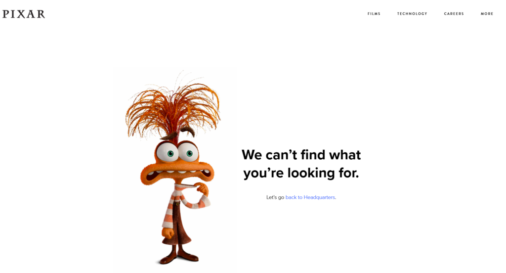 Pixar 404 Error Page